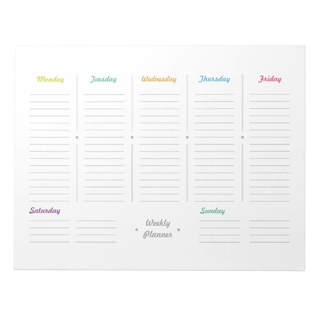 Simple Retro Weekly Planner Notepad (Front)