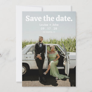 Simple RetroMinimalist Photo Wedding Save the Date Invitation