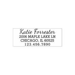 Simple Return Address Custom Text 4 Lines Phone Self-inking Stamp