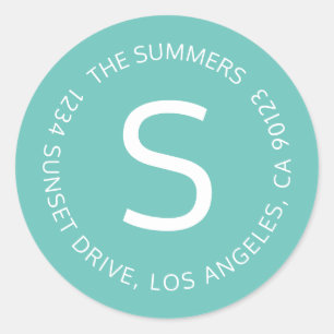 Simple Return Address Etc. Circular Text Teal Classic Round Sticker