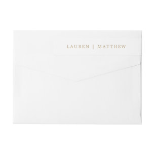 Simple Return Address Gold Elegant Wedding Wrap Around Label