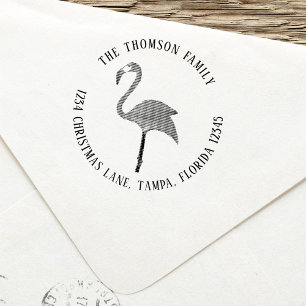 Simple Return Address Pink Flamingo Tropical  Self-inking Stamp