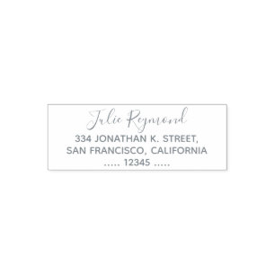 simple return address with elegant cursive name self-inking stamp