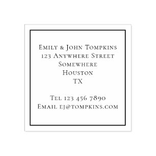 Simple Return Name and Address Square Rubber Stamp