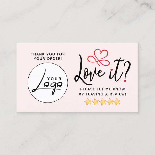 Simple Review Request Logo Business Card (Front)