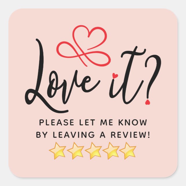 Simple Review Request Square Sticker (Front)