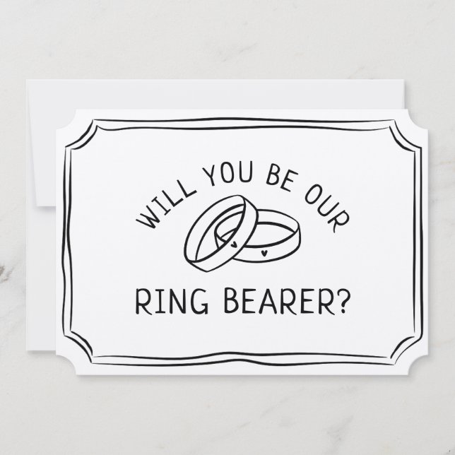 Simple Ring Bearer Proposal Modern.Black and White Card (Front)
