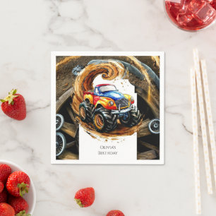 Simple Road Monster Truck Birthday Napkin