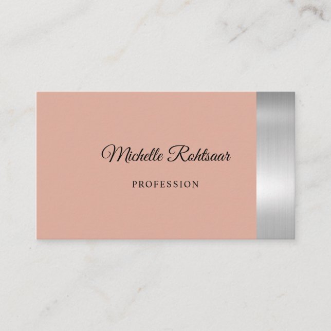 Simple Roasted Peach Metallic Business Card (Front)