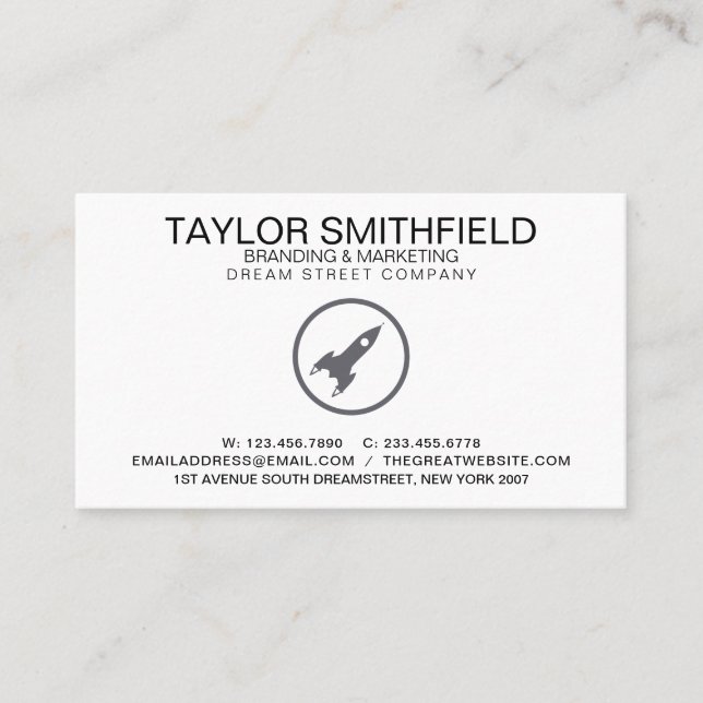 Simple Rocket Modern Professional Business Card (Front)