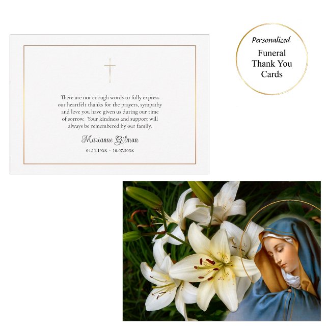 Simple Roman Catholic Funeral / Memorial  Thank You Card (Creator Uploaded)