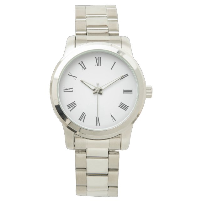 Simple Roman Numeral Stainless Steel Watch (Front)