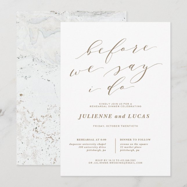 Simple Romance Calligraphy Rehearsal Dinner Invitation (Front/Back)
