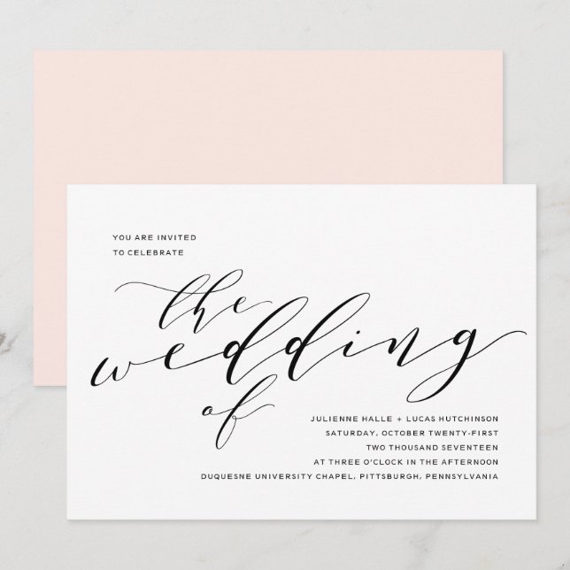Simple Romance Calligraphy Wedding Invitation (Front/Back)