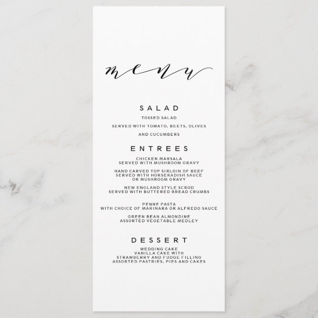 Simple Romance Calligraphy Wedding Menu (Front)