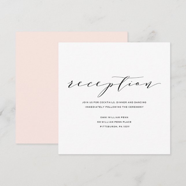 Simple Romance Calligraphy Wedding Reception Card (Front/Back)