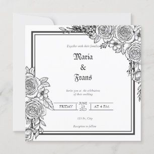 Simple Romance Floral Wedding Invitation. Invitation