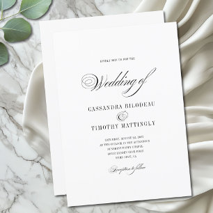 Simple Romantic Black and White Fun Script Wedding Invitation