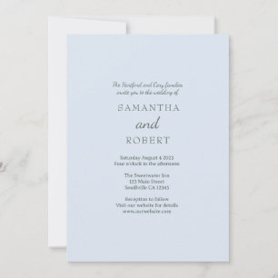 Simple Romantic Blue Green Wedding Invitation