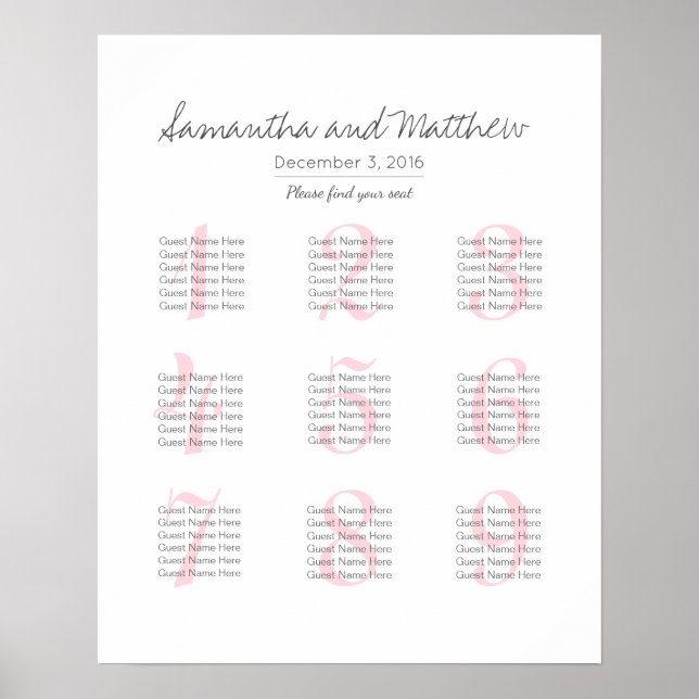 Simple Romantic Blush Wedding - fewer tables Poster (Front)