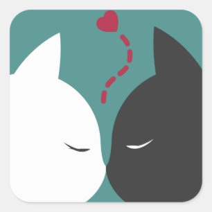 Simple Romantic Cats In Love Sticker Seal