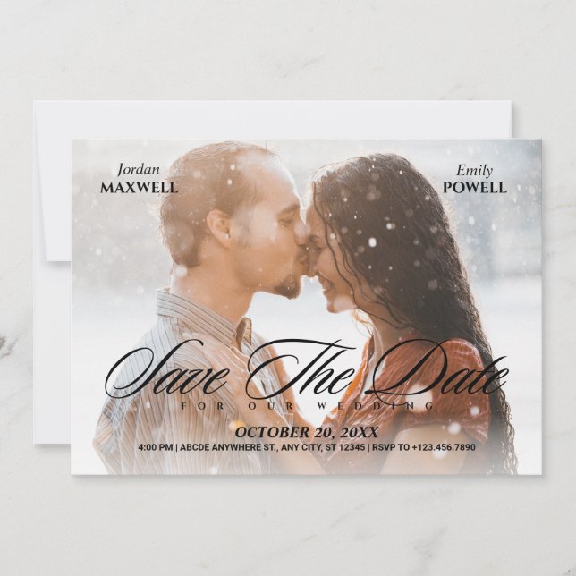 Simple Romantic elegant wedding photo Invitation (Front)