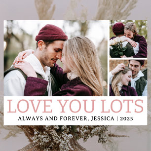 Simple Romantic Love Couple Valentines Day 3 Photo Holiday Card