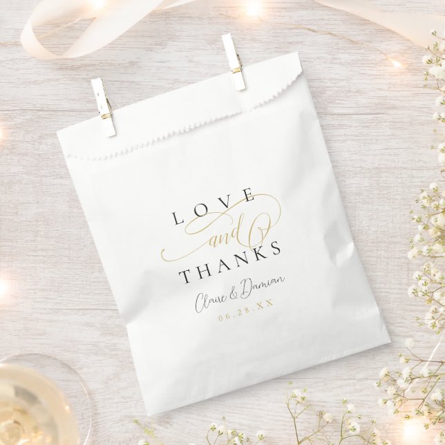 Simple romantic love & thanks script wedding favour bags (Clipped)