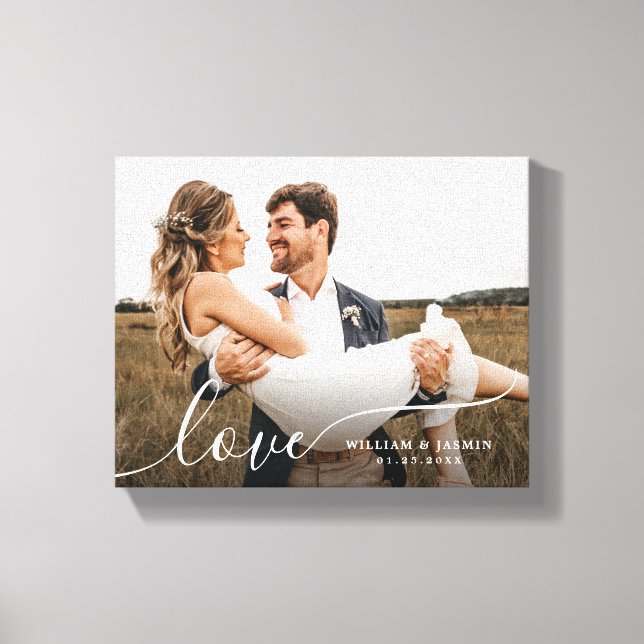 Simple Romantic Photo Love Calligraphy Script  Canvas Print (Front)