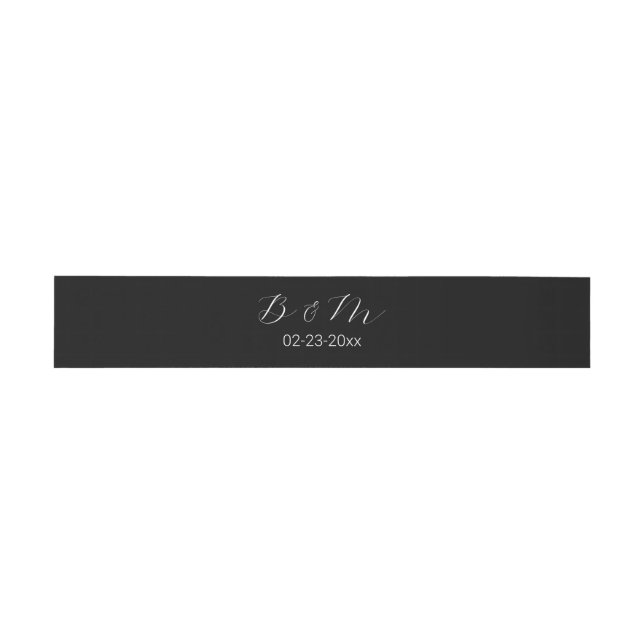 Simple Romantic Script Black Invitation Belly Band (Flat)