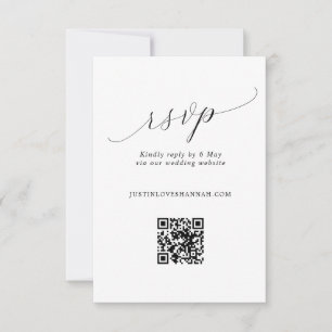 Simple Romantic Script Wedding QR Code RSVP Card