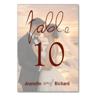 Simple Romantic Sunset Beach Wedding Table Number