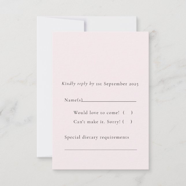 Simple Rose Blush Soft Elegant Minimalist Plain RSVP Card (Front)