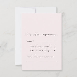 Simple Rose Blush Soft Elegant Minimalist Plain RSVP Card