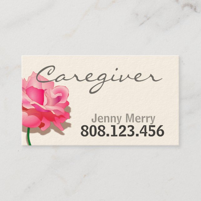 Simple Rose Caregiver Business Card template (Front)