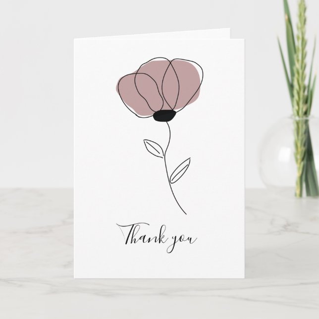 Simple Rose Elegant Folded Thank You Card (Front)