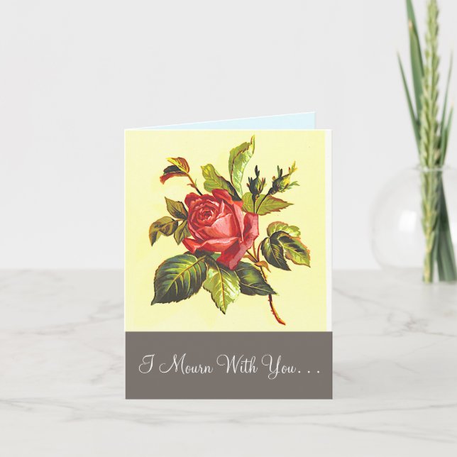 Simple Rose Flower Funeral Condolences Card (Front)