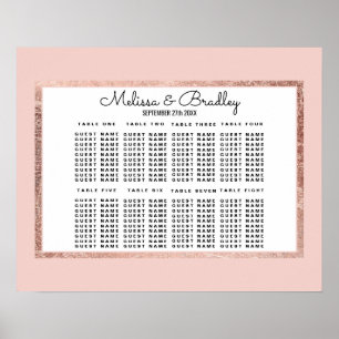 Simple Rose Gold Blush Pink Seating Chart