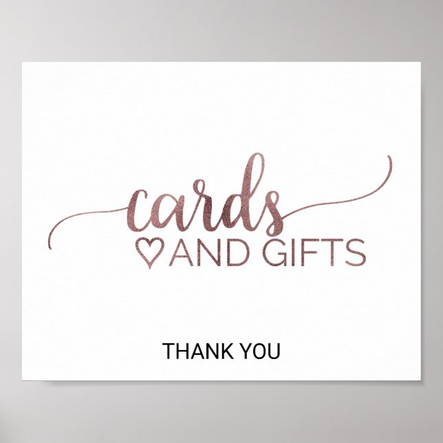 Simple Rose Gold Calligraphy Cards and Gifts Poster (Front)