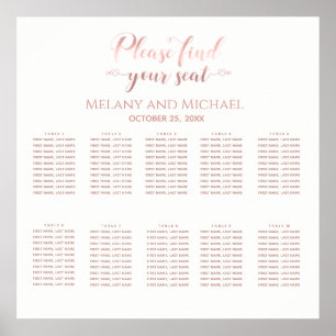 Simple rose gold calligraphy hearts wedding poster