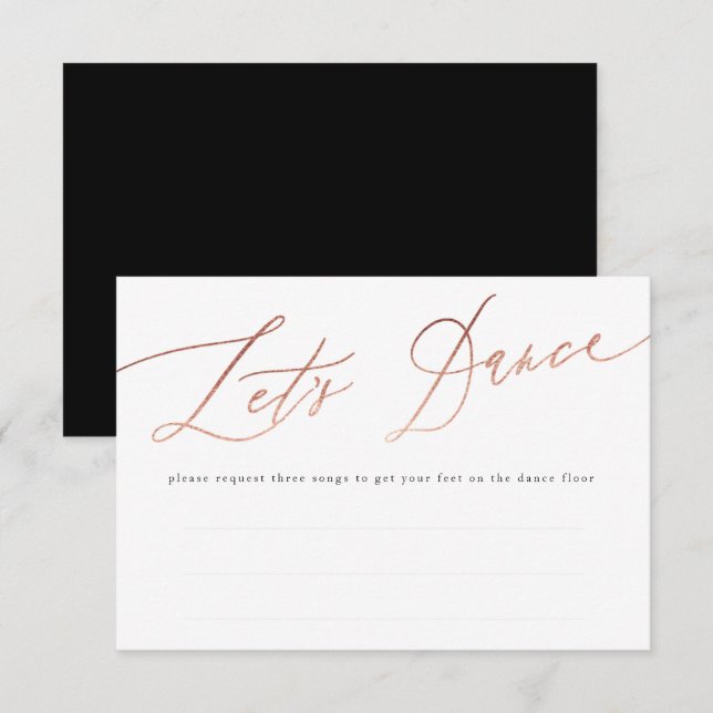 Simple Rose Gold Calligraphy Let's Dance RSVP Card (Front/Back)