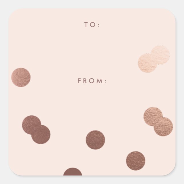 Simple Rose Gold Confetti Dot Pink Generic Square Sticker (Front)