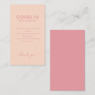 Simple Rose Gold Covid Safety Guidelines Blush  Business Card