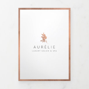 Simple Rose Gold Floral Luxury Salon Brochure