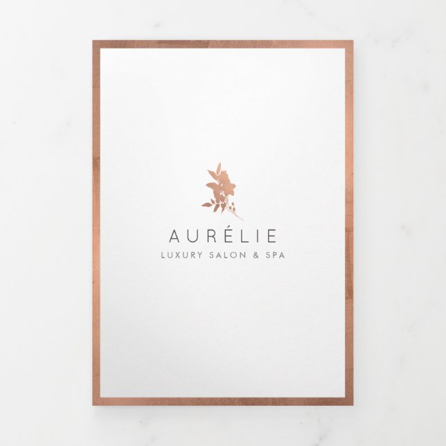 Simple Rose Gold Floral Luxury Salon Brochure (Cover)