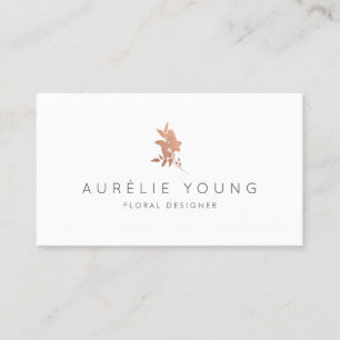 Simple Rose Gold Flower Bouquet Floral Designer Business Card