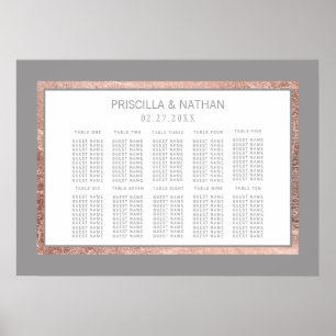 Simple Rose Gold Frame Slate Grey Seating Chart