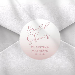 Simple Rose Gold Gradient Bridal Shower  Classic Round Sticker
