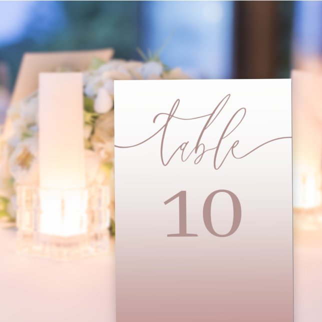 Simple Rose Gold Gradient Wedding Table Number (Creator Uploaded)