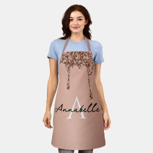 Simple Rose Gold Initial Modern Monogrammed  Apron